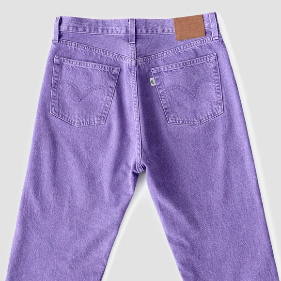 LEVI'S FRESH 501 Original Crop Jean Botanical Lavender Pea Tab Poetcore Pastel - Picture 3 of 13